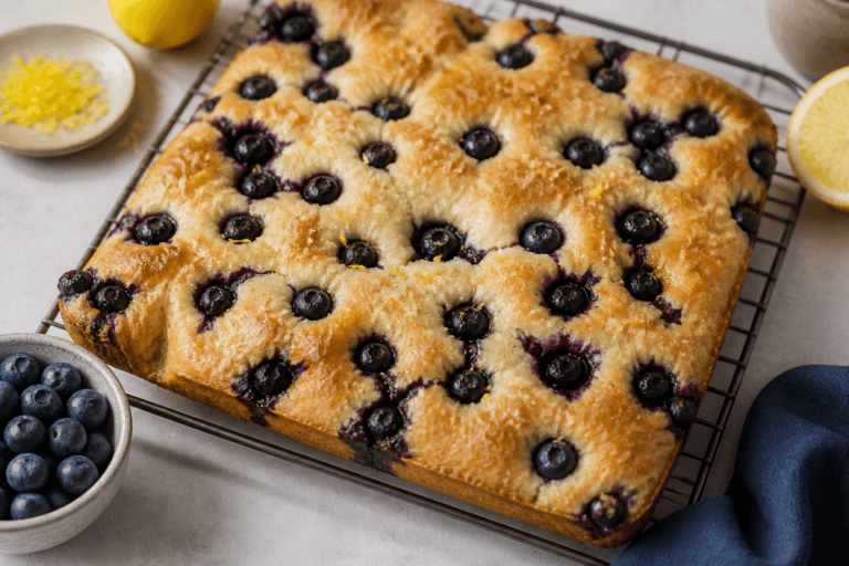 Lemon Blueberry Focaccia – Bright, Juicy, and Perfect for Brunch