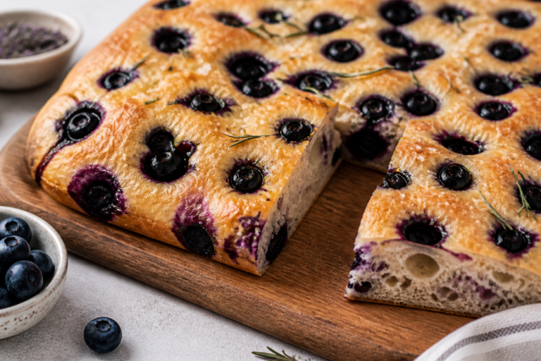 Sourdough Blueberry Focaccia – Light, Juicy, and Perfectly Crisp