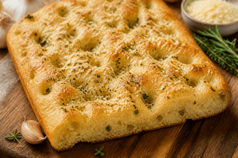 Garlic Parmesan Focaccia Bread – Crispy, Chewy, and Packed With Flavor