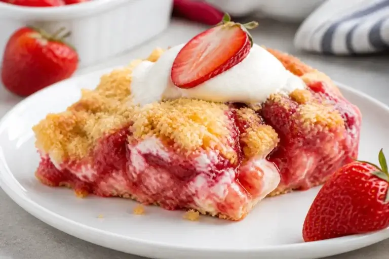 Strawberry Cheesecake Dump Cake – Easy & Creamy