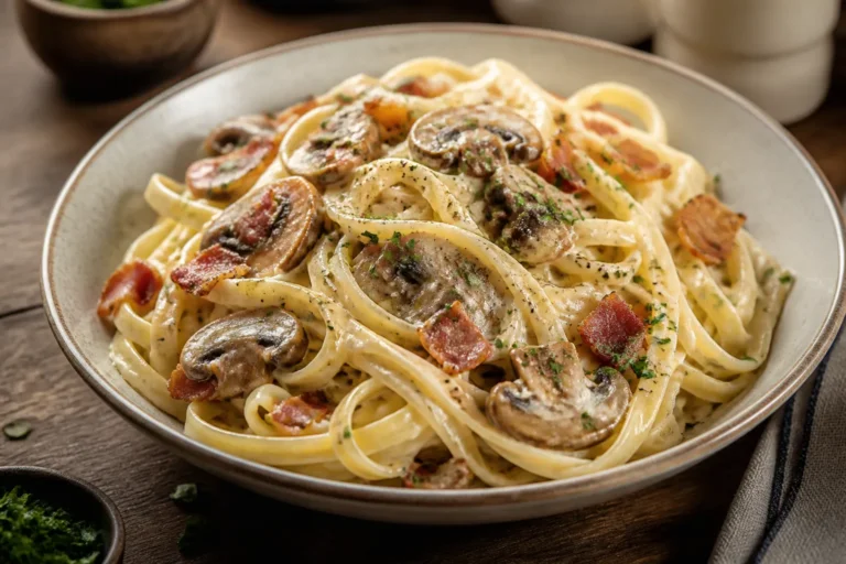 The Creamiest Bacon and Mushroom Pasta – Comfort in a Bowl